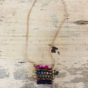 Colorful Beaded necklace with gold chain